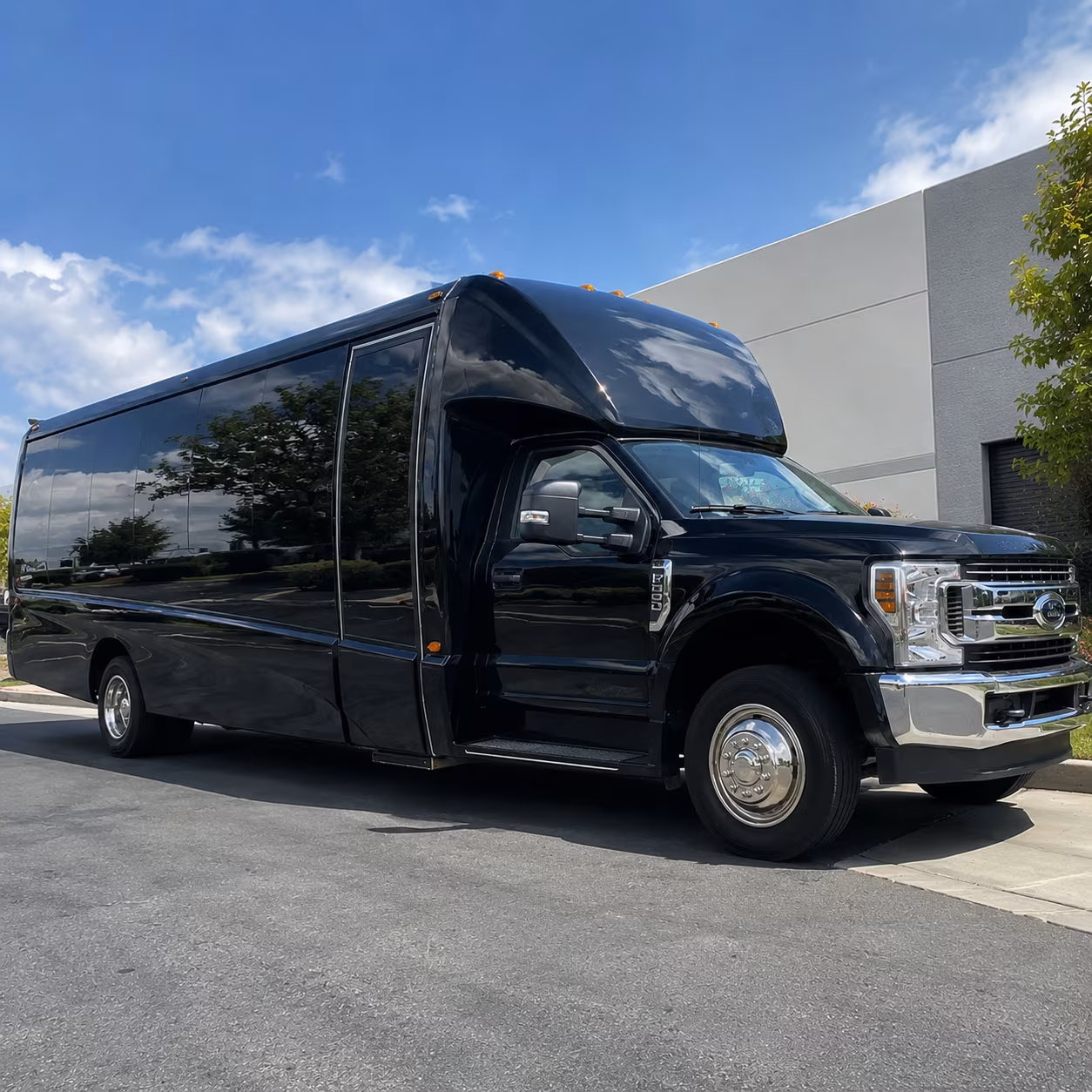orange charter buses for concerts and shows